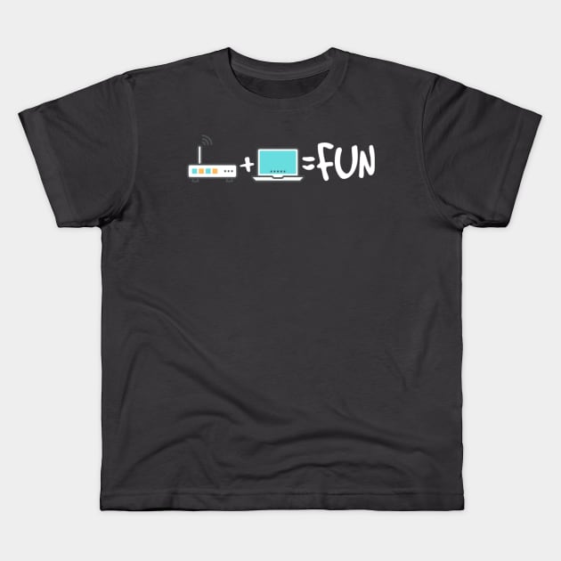 WiFi + Laptop = Fun Kids T-Shirt by Equals Fun